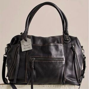 We The Free Emerson Leather Shoulder Bag With Handles. Coal.  Like New.
